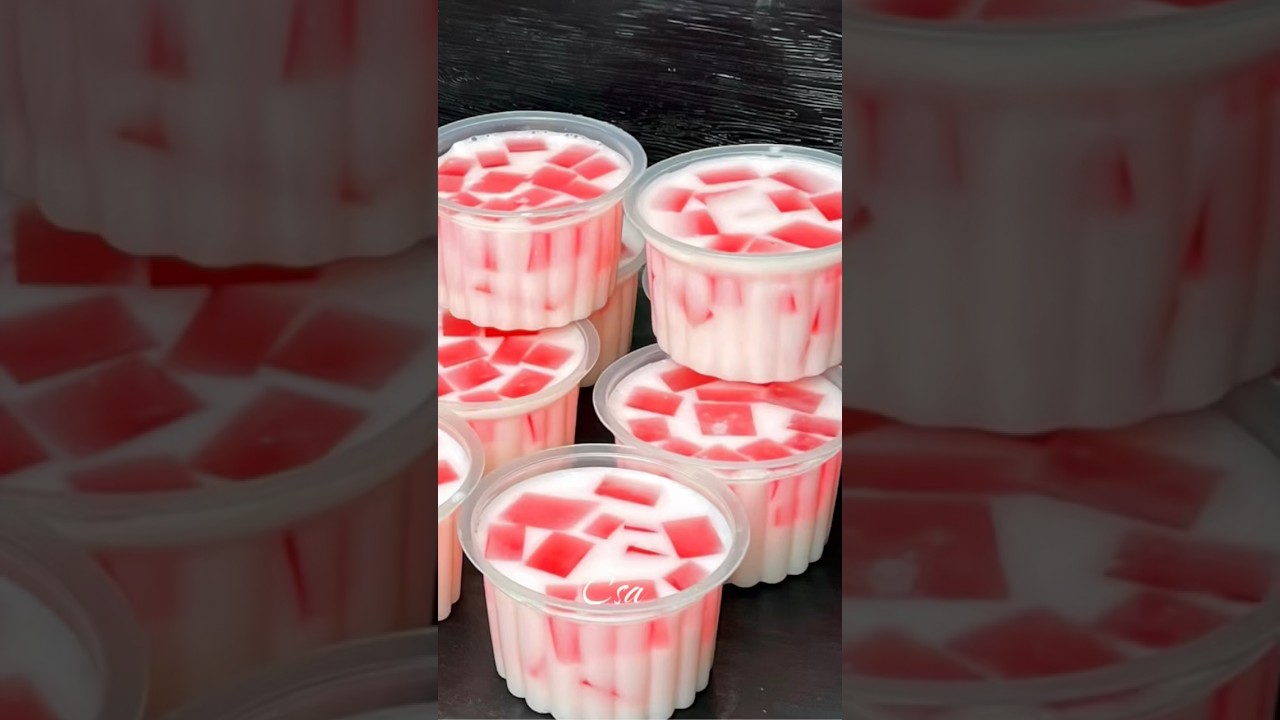 Puding susu stroberi #shortvideo #isiansnackbox #pudingnutrijell #pudingcup