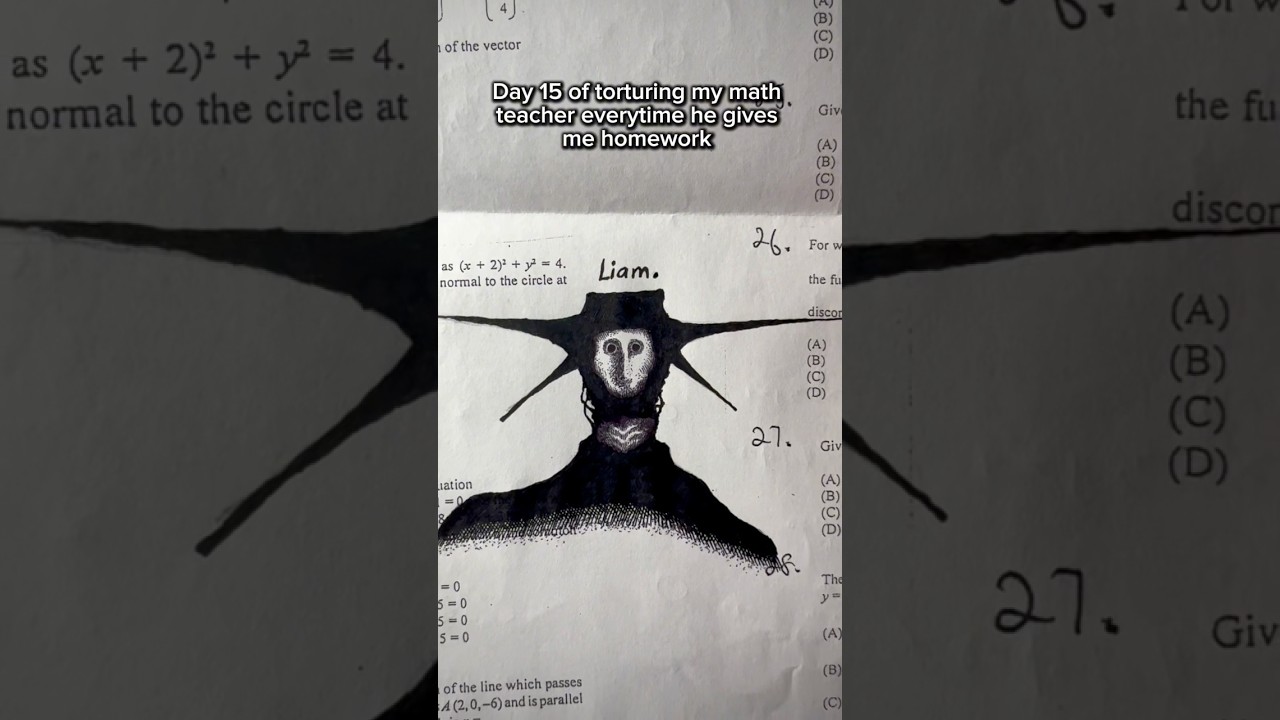 day 15 of torturing my math teacher everytime he gives me homework #art #horror #drawing #shorts