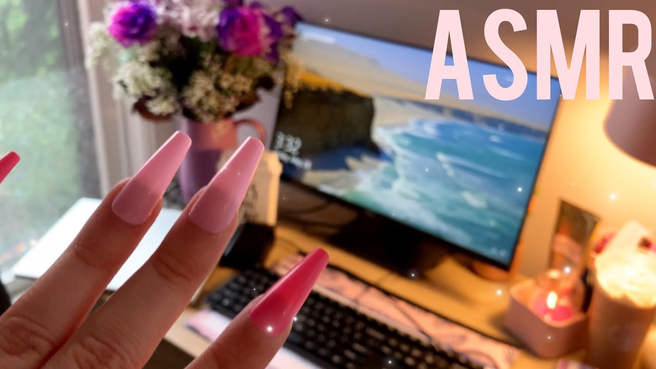ASMR Home Office Tour | Long nail tapping & scratching 💕