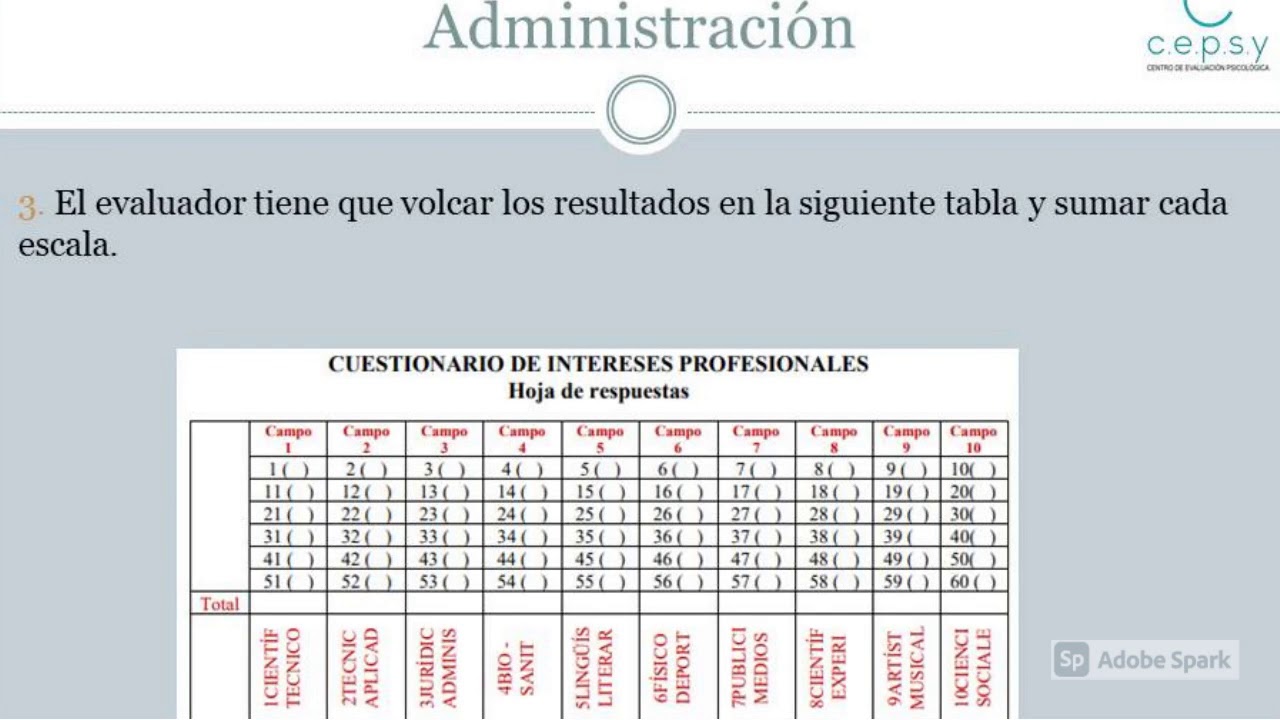 Cuestionario de intereses profesionales (CIP)