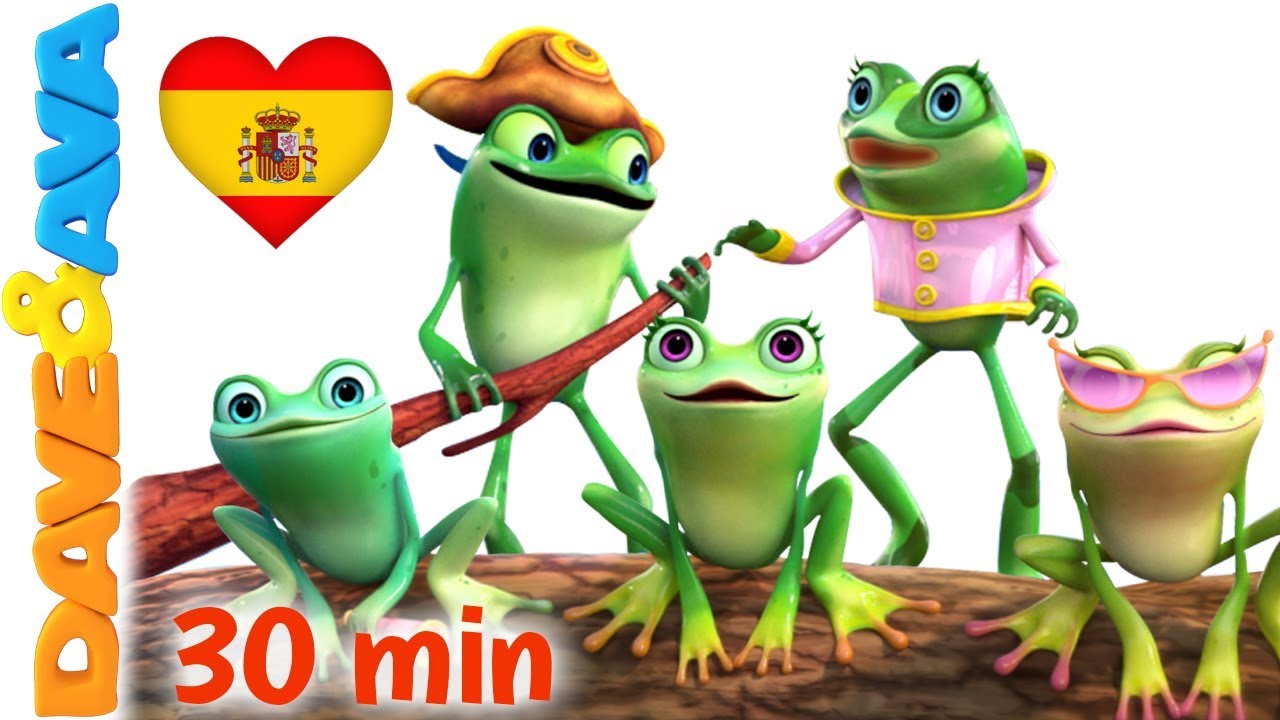 😎 Cinco Ranas Manchadas | Canciones Infantiles | Canciones para Niños de Dave y Ava 😎