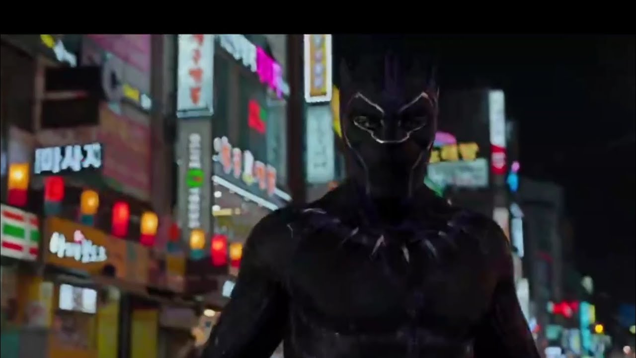 Black panther (2018) Black panther vs Ulysses Klaue and Klaue goons. Car chase at south Korea [clip]