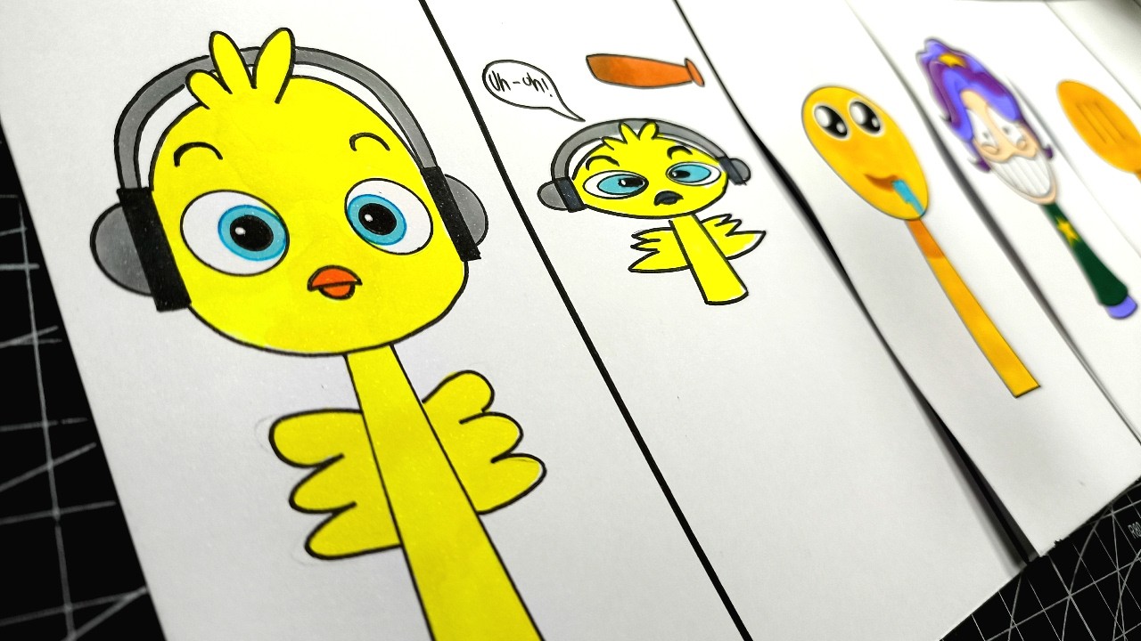 Рисунок всех этапов в новом Incredibox Sprunki OC Пульчино Пио, Дурра, Скаттер Болла: с 1 по 3 этап.