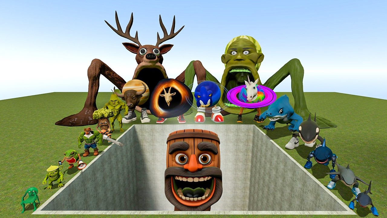 AI Brainrot Memes vs BARARABAMMBAMMDDUDUDUDURUUUMM Bosses in Giant Pit &ndash; Gmod Chaos