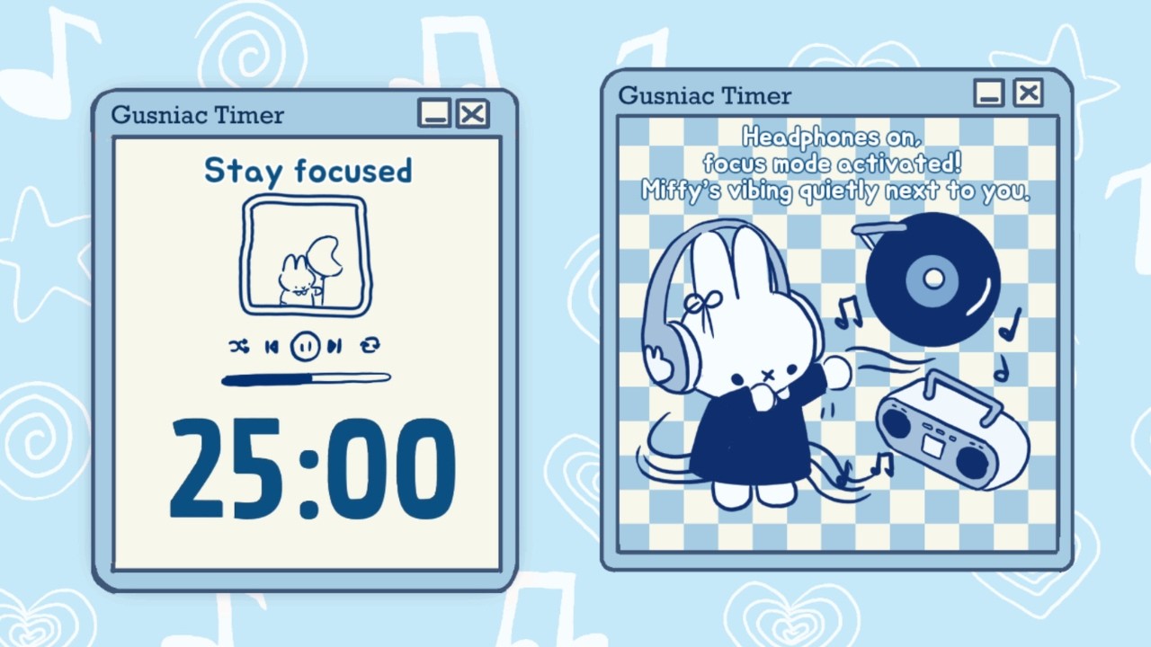 Study with Me & Bunny 🐰 Deep Focus Blue Pomodoro Timer 25/5 🎧 Cozy Jazz Lo-fi & Brown Noise