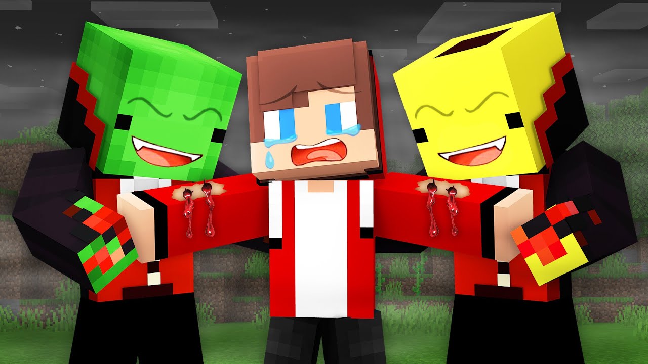 Mikey and Banana Kid Vampires Bit JJ - Maizen Minecraft Animation
