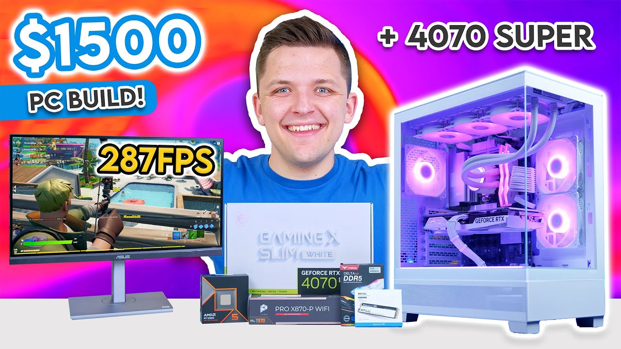 $1500 Gaming PC Build 2024! 😄 [Full 1440p Build Guide - ft. RTX 4070 SUPER & Ryzen 9600X]