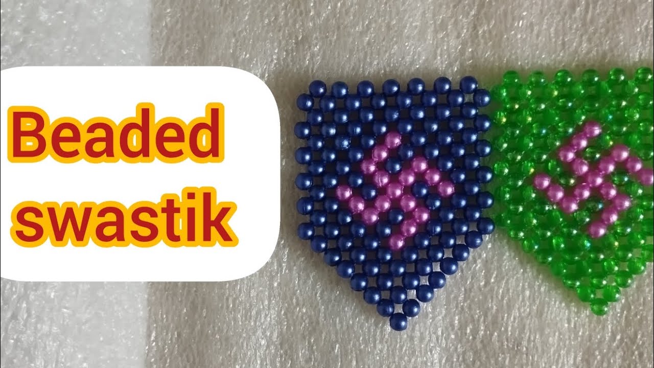 How to make beaded swastik#beads swastik#moti work#diy #nehabeadsart 