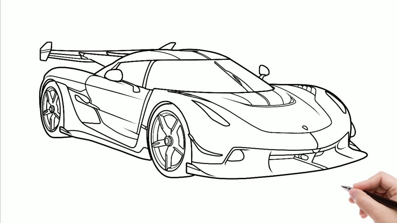 Drawing a KOENIGSEGG JESKO 2020 / How to draw koenigsegg jesko 2019 sports car step by step