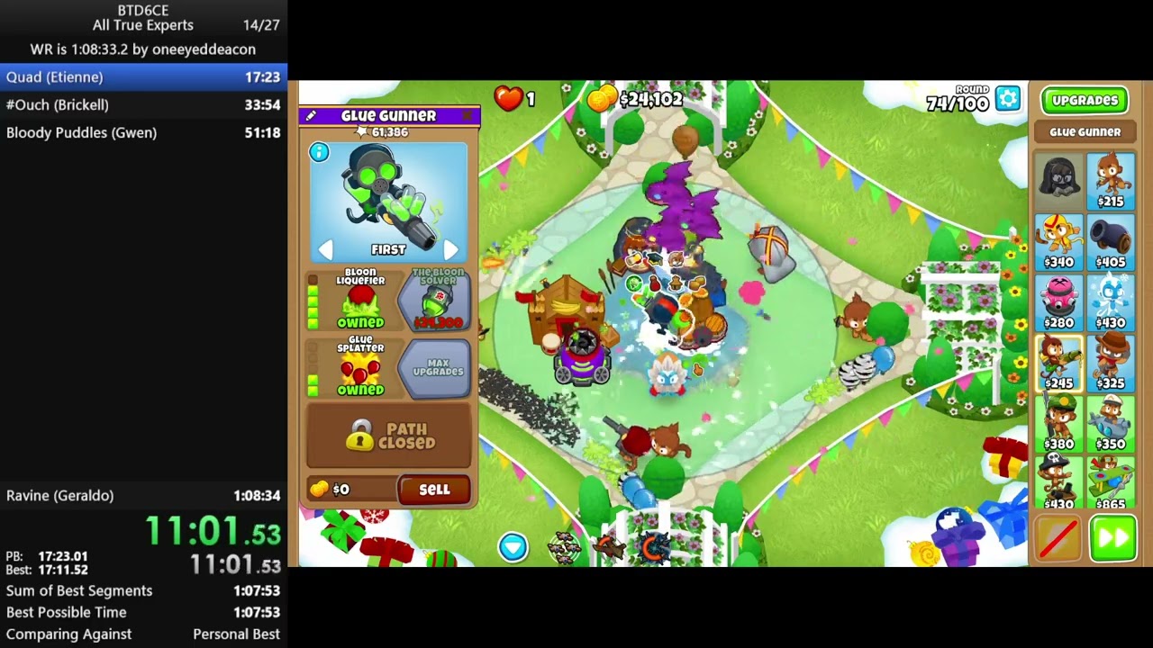 [BTD6] Quad - Chimps Speedrun in 16:52 (v52.2)