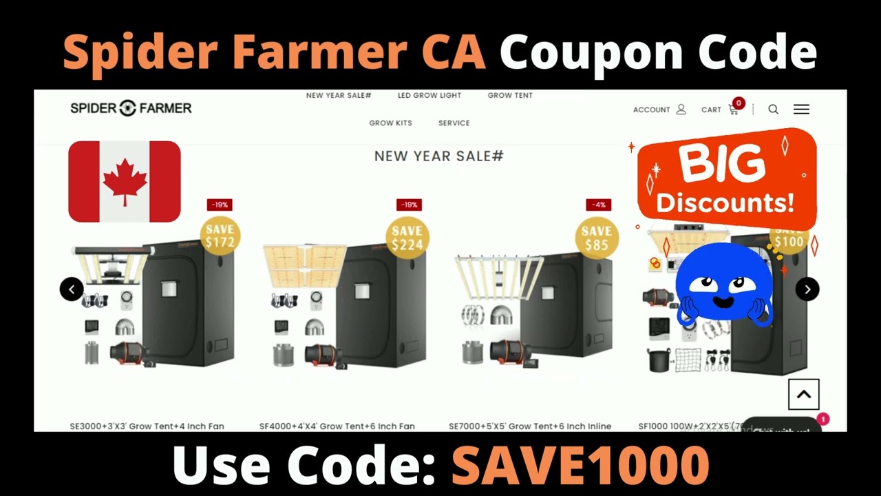 Use Code: SAVE1000 | Spider Farmer Coupon Code | Spider Farmer CA Discount Code | Canada