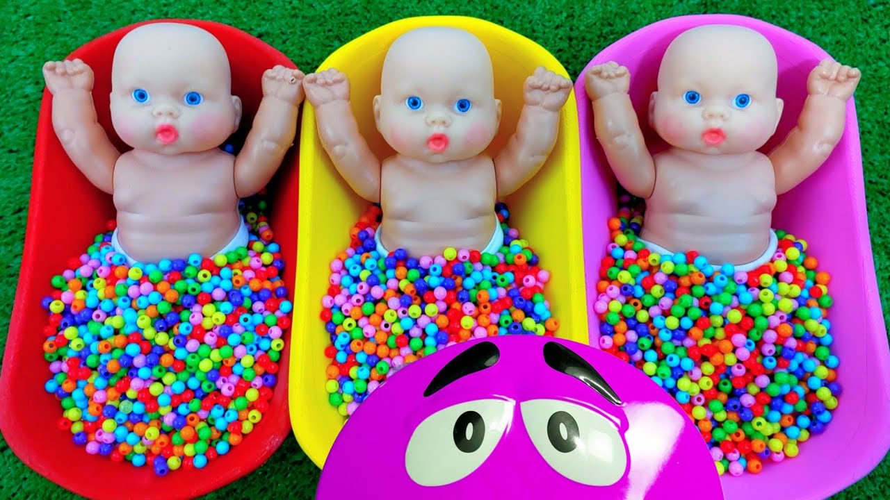 Full of 3 Rainbow BathTubs Candy with M&M's & Magic Slime Cutting Video