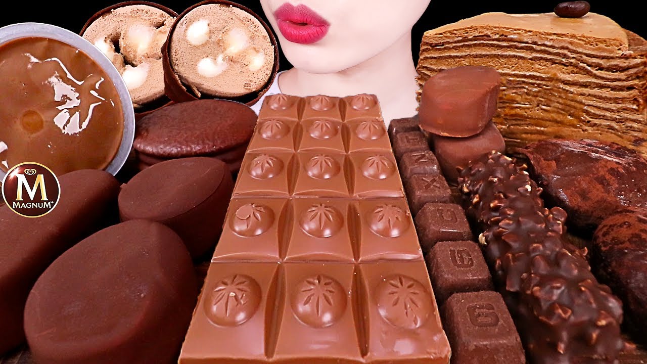 ASMR MUKBANG｜NUTELLA CHOCOLATE ICE CREAM MAGNUM PUDDING CREPE CAKE RICE CAKE SNACK 누텔라 초콜릿 아이스크림 먹방