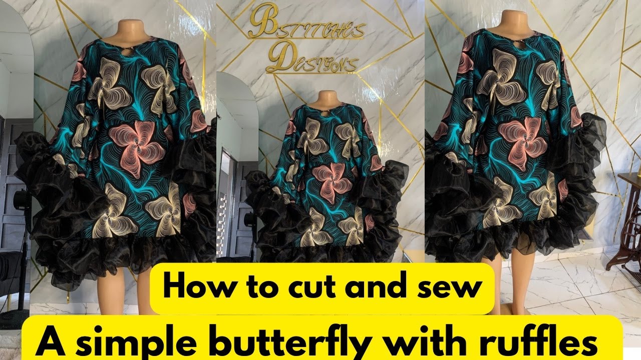 How to cut and sew simple butterfly with ruffles. #gathers #butterflydress #butterfly