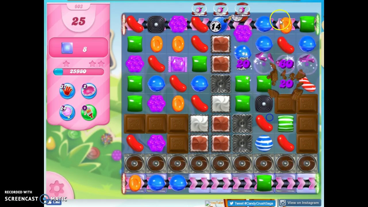 Candy Crush Level 603 Audio Talkthrough, 2 Stars 0 Boosters