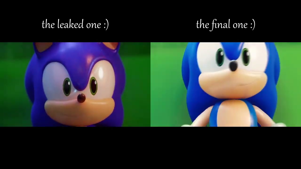 side-by-side of the leaked & final sonic rumble launch trailer's cgi bits