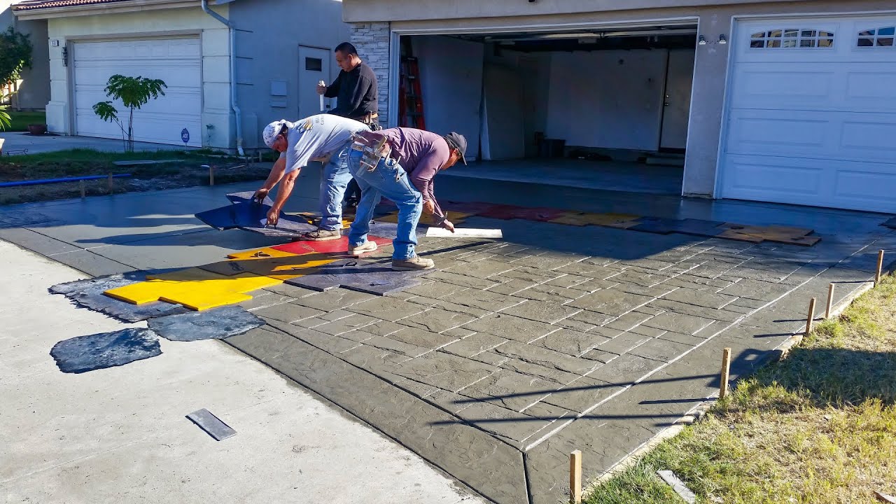 Haciendo un Driveway de Concreto Estampado y color