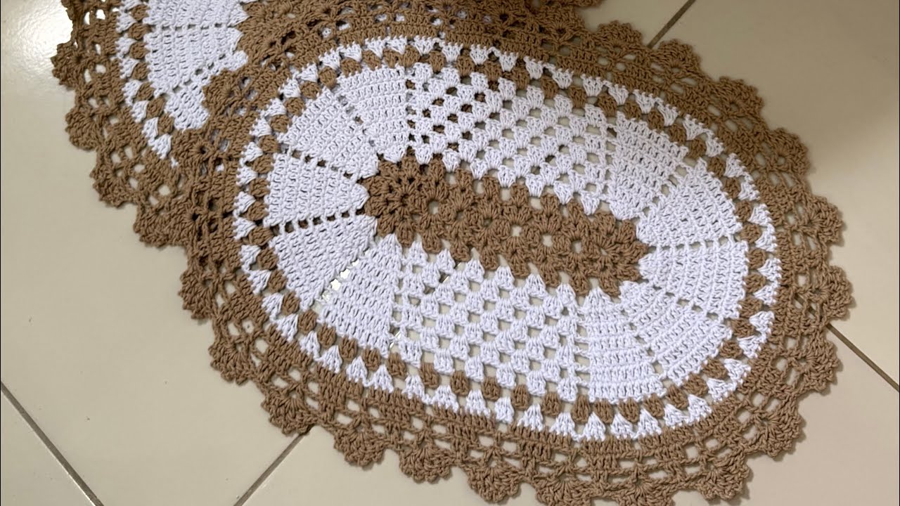 Tapete da pia oval em crochê, simples e fácil 