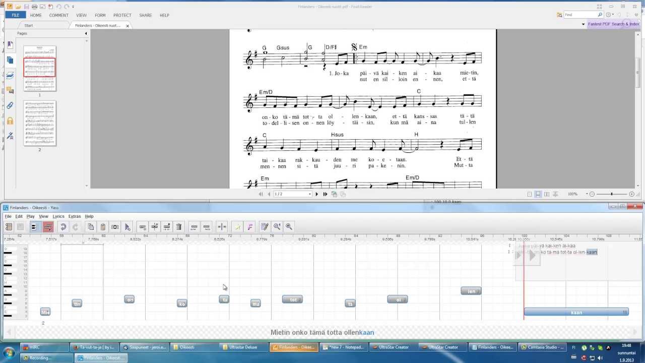 USDX biisin teko nuottien kanssa (tutorial with sheet music)