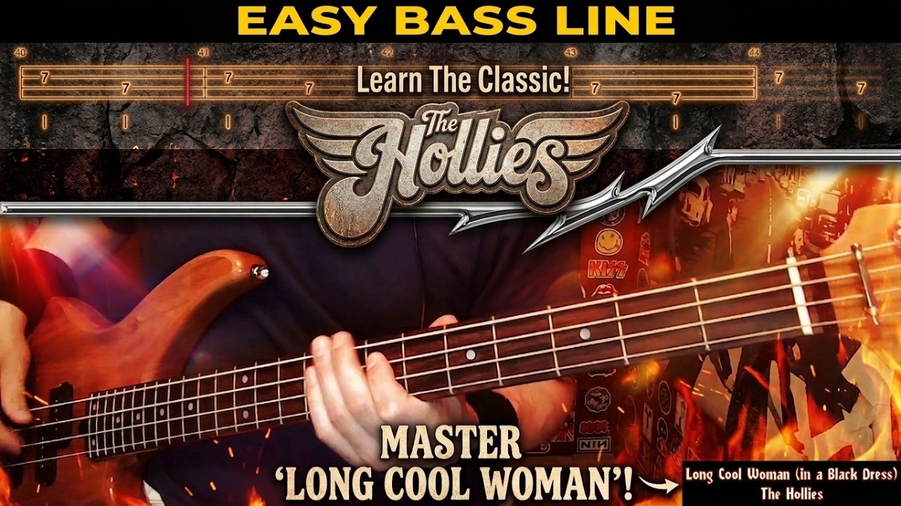 Long Cool Woman (in a Black Dress) by The Hollies - Bass Cover with Tabs Play-Along