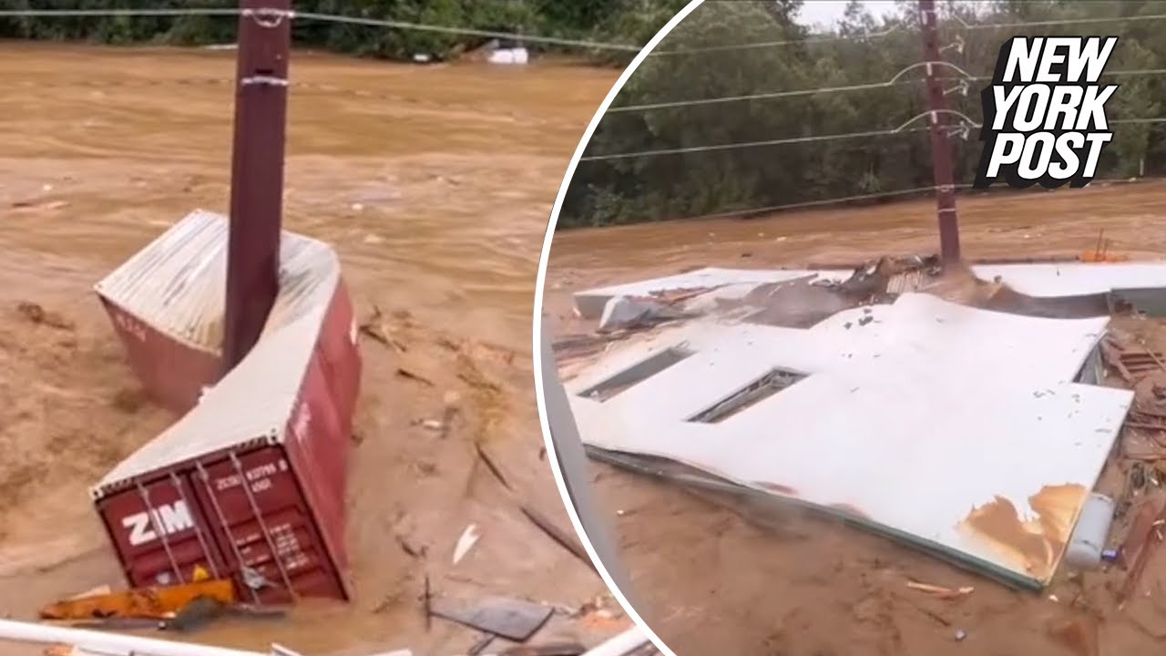 WATCH: Huge structures fold and tear in half amid severe flooding from Hurricane Helene