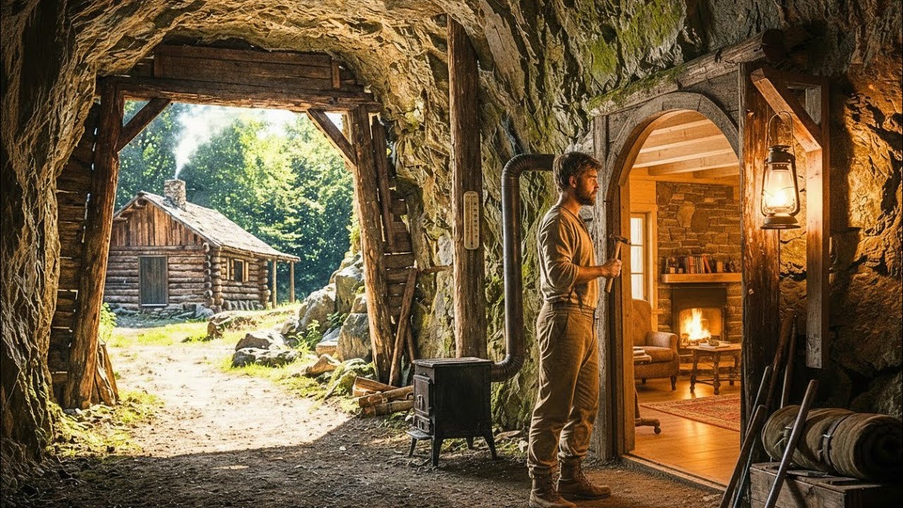 Thrown Out Before Winter, He Built a Cabin Inside an Old Mine — Rock Held 73° Heat