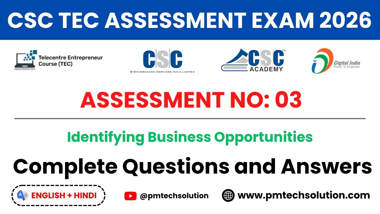 CSC TEC Assessment Exam Questions and Answers 2026 | English & Hindi | Assessment 3 #tecassessment