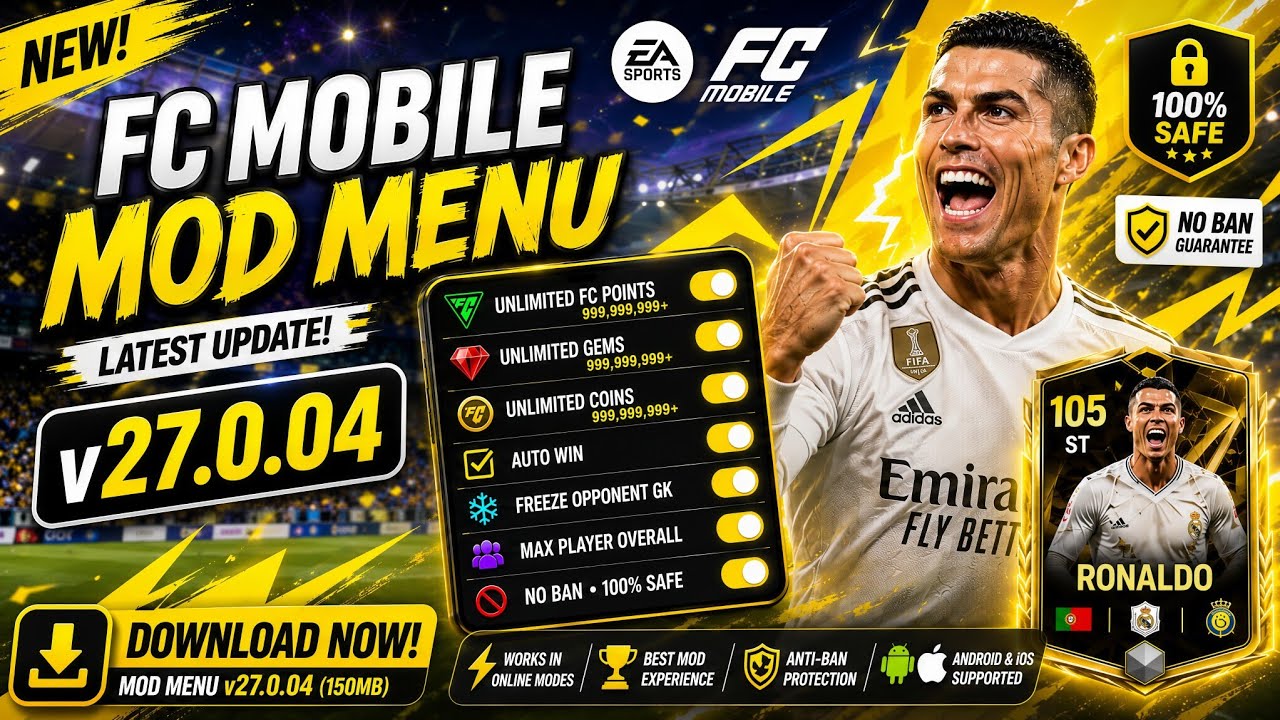 Новое мод-меню для FC Mobile 2026 | Бесконечные деньги и очки | FC Mobile мод APK | Мод-меню для ...