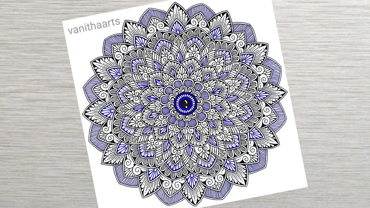 How to draw Mandala art for Beginners | Mandala Drawing step-by-step Tutorial #vanithaarts #mandala