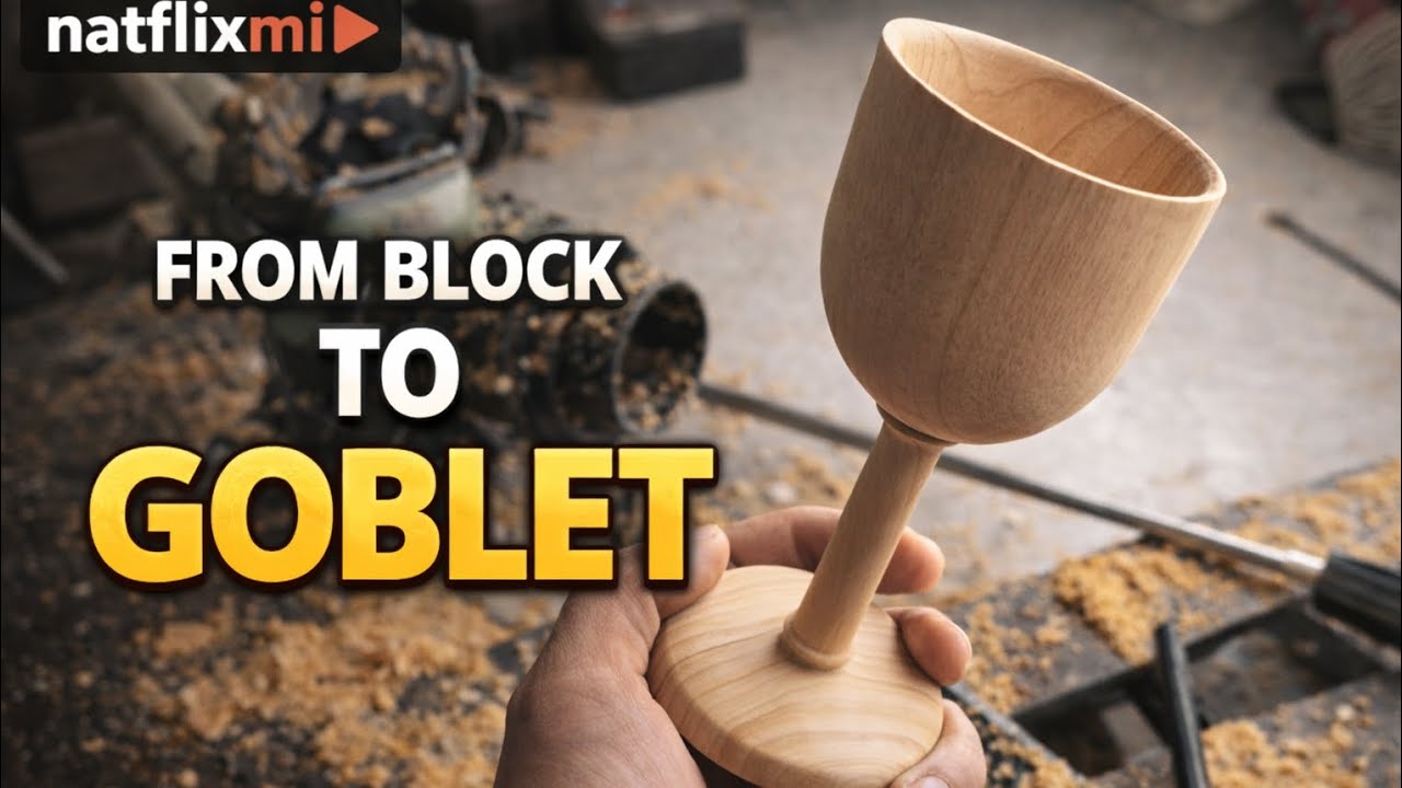 Turning a Wooden Goblet from a Block | Satisfying Woodturning