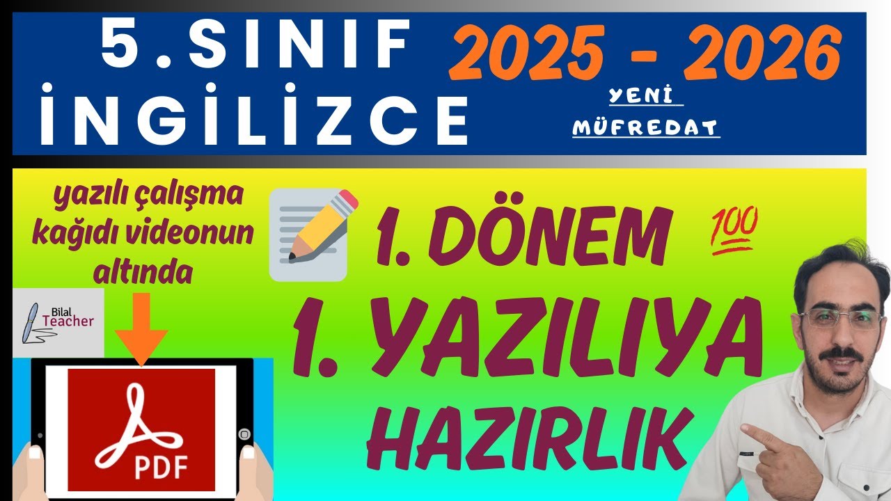 5.SINIF İNGİLİZCE 1. DÖNEM 1. YAZILIYA HAZIRLIK  |  (YENİ MÜFREDAT)
