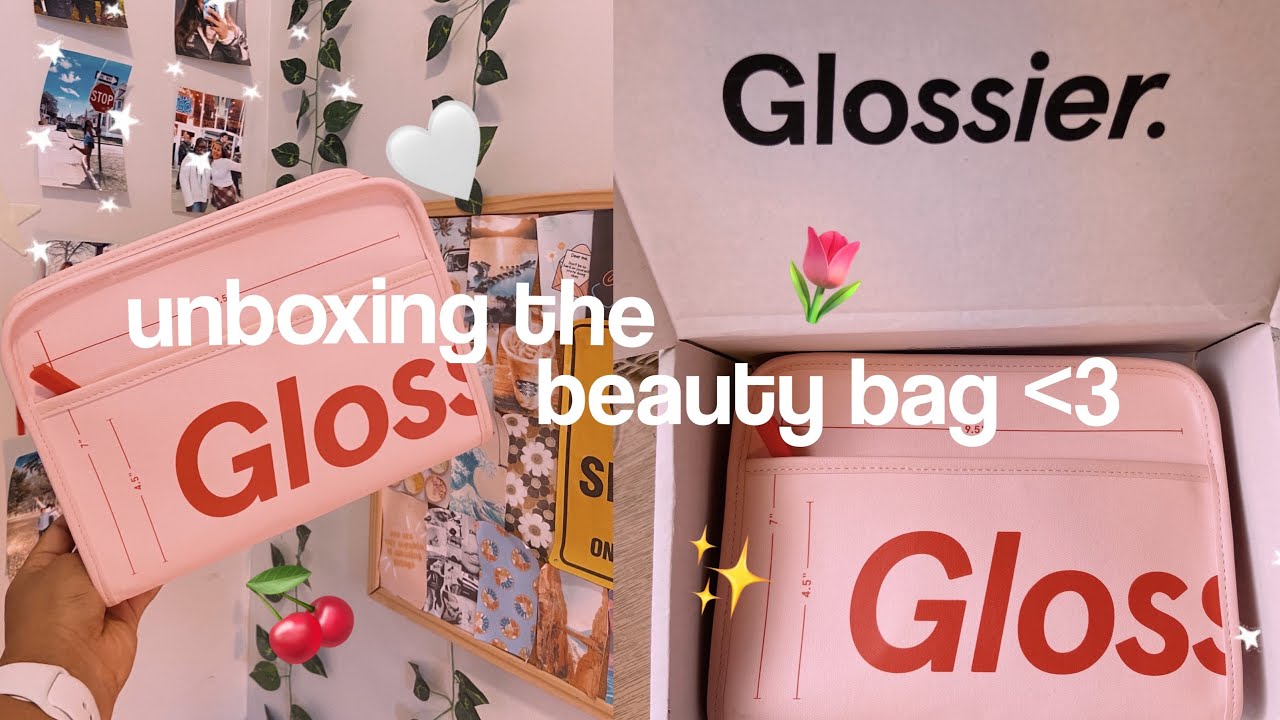 glossier beauty bag review & unboxing + filling it up with makeup