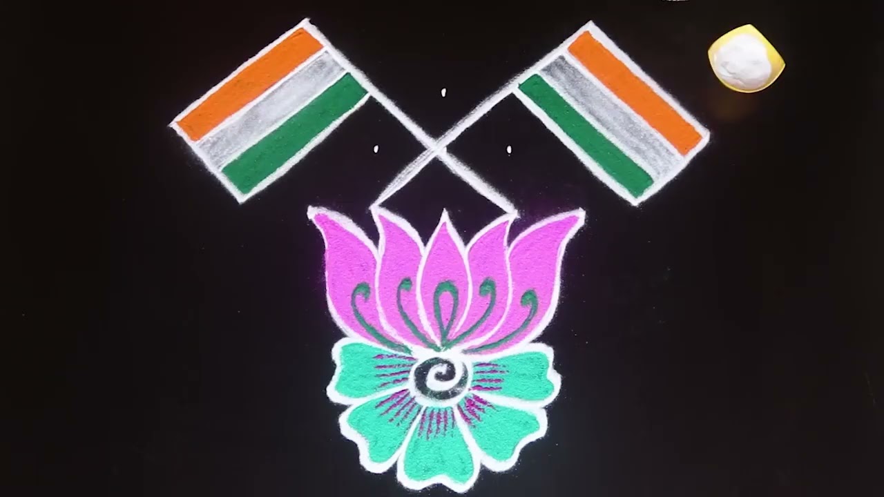 Flag Rangoli kolam #flag  By AnithaRangoli|🌼rangoli || 🌺Kolam ||🌻Muggulu