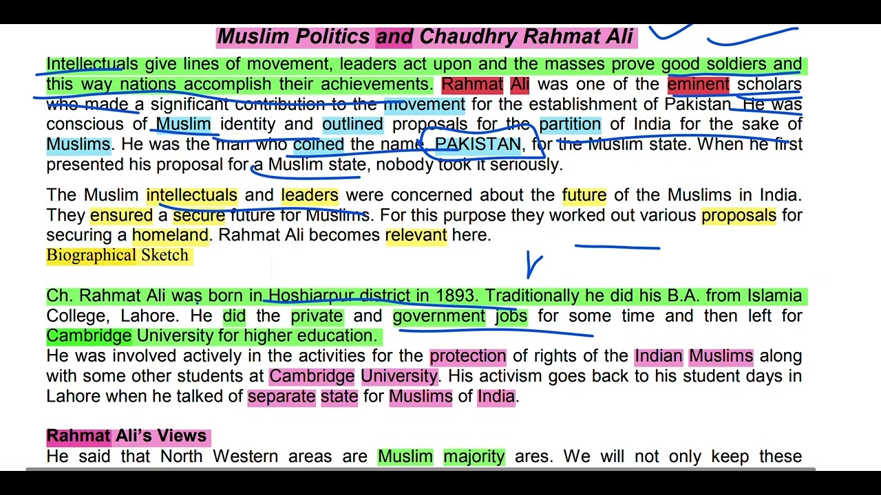 Muslim Politics and Chaudhry Rehmat Ali 