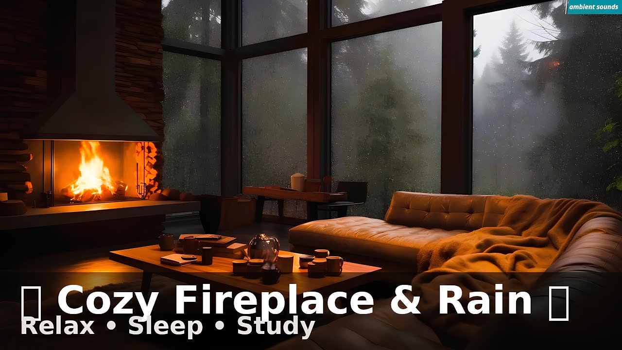 🔥 Cozy Fireplace & Rain Sounds – 2 Hours of Relaxing Ambience for Sleep, Study & Stress Relief 🌧️