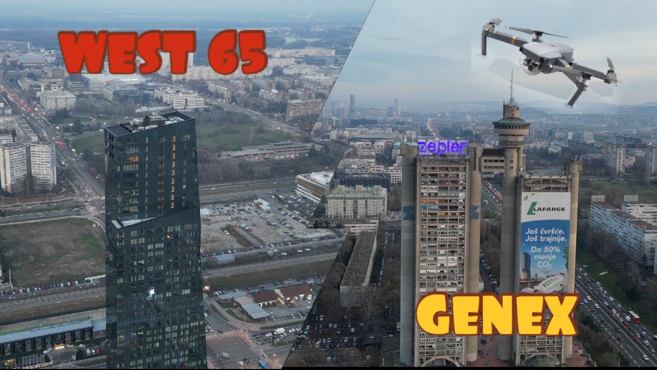 Novi Beograd - West 65 Tower i Genex iz vazduha 4K