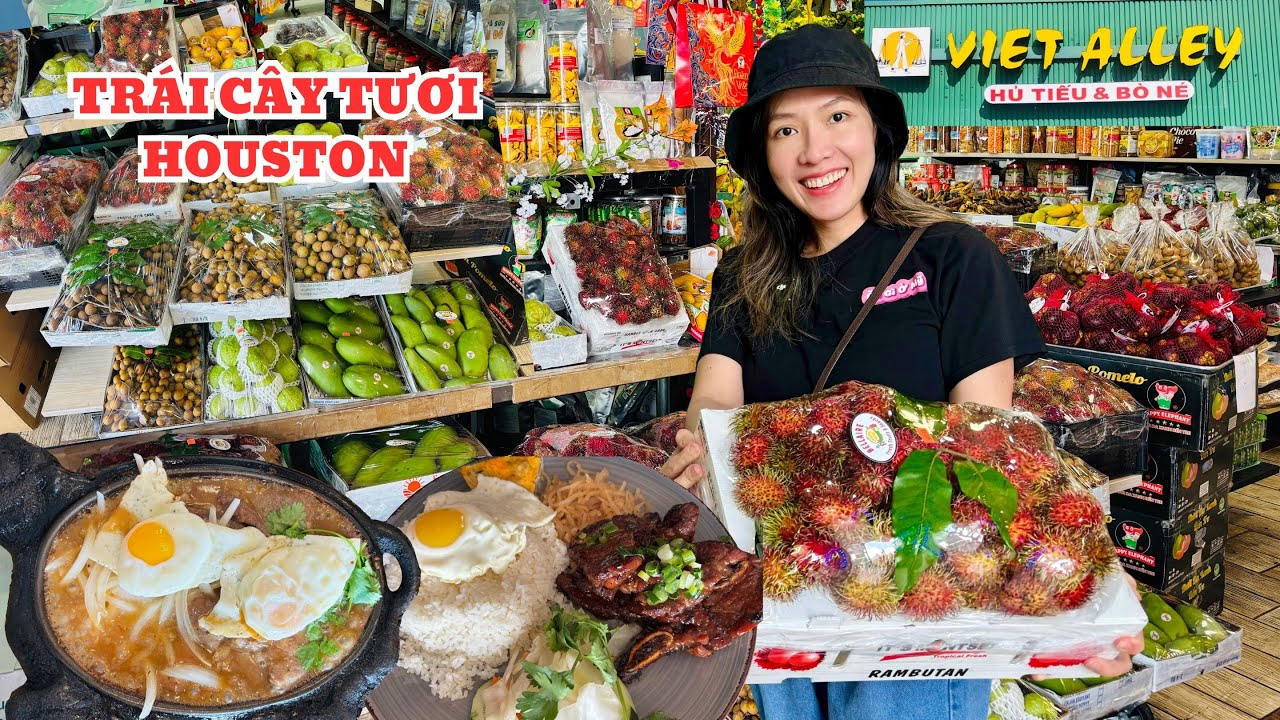 ĂN BÒ NÉ SÔI SÙNG SỤC, XONG TẠT QUA QUÁN TRÁI CÂY TƯƠI HOUSTON GOM GẠO || ĂN GÌ Ở MỸ