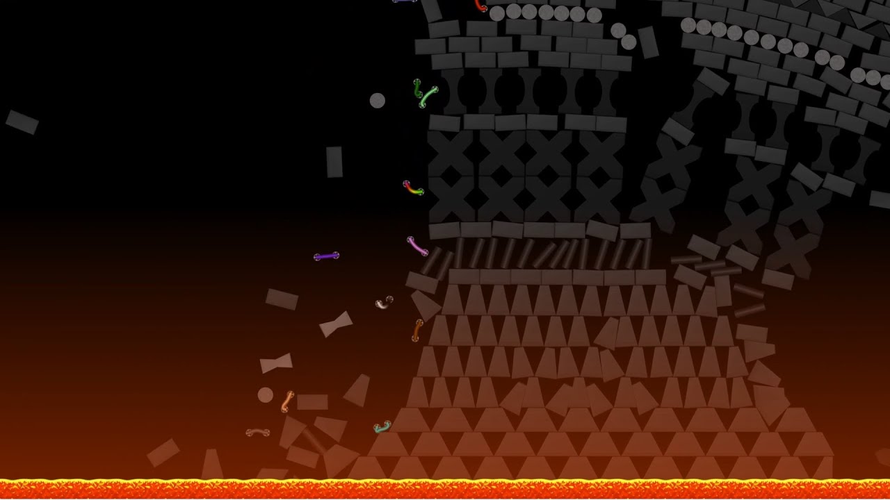 Stay on the Castle - Worm Battle in Algodoo
