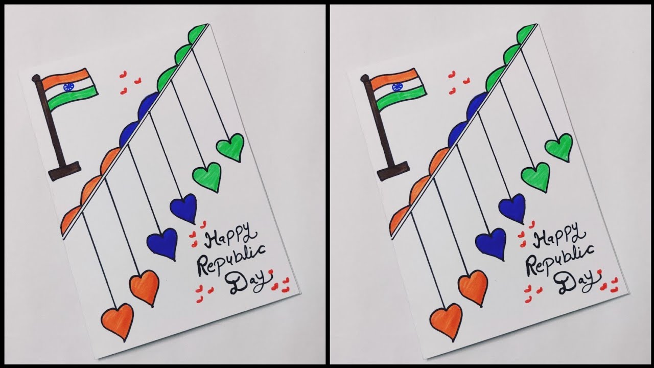 DIY Happy Republic Day Card Making Ideas | Easy White Paper Republic Day Greeting Card Making Idea