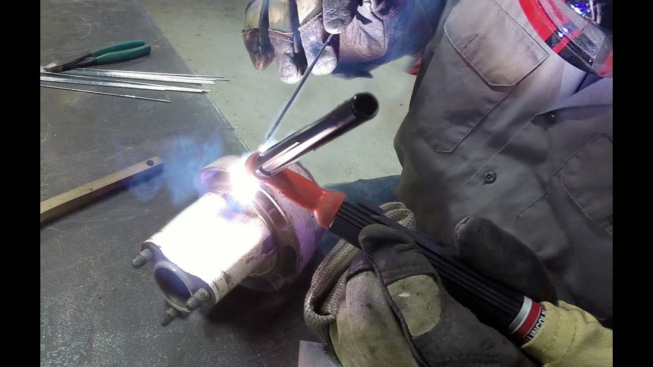 TIG welding repair of a cast aluminum motorcycle wheel hub