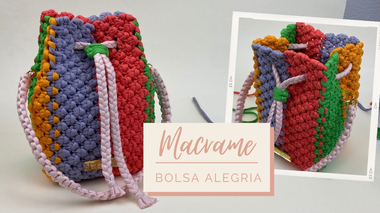 MACRAME PASSO A PASSO - Bolsa Alegria feita em fio de malha