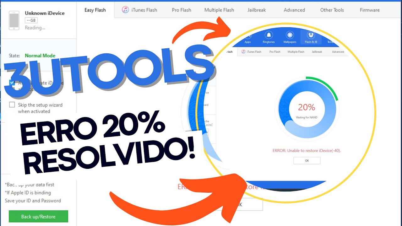 iPhone travado na Maçã - 3Utools Erro 20% como resolver!!
