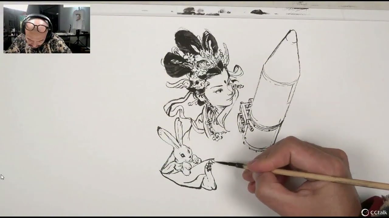 跟大家邊畫邊聊的金政基老師 Master Kim Jung-gi chatting with everyone while drawing , Kim Jung Gi's 100 Lessons