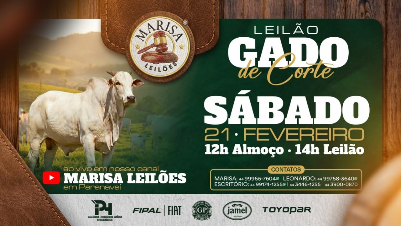 Leilão - Ao Vivo Marisa Leilões - 21 de FEVEREIRO 2026  -  Paranavaí-PR