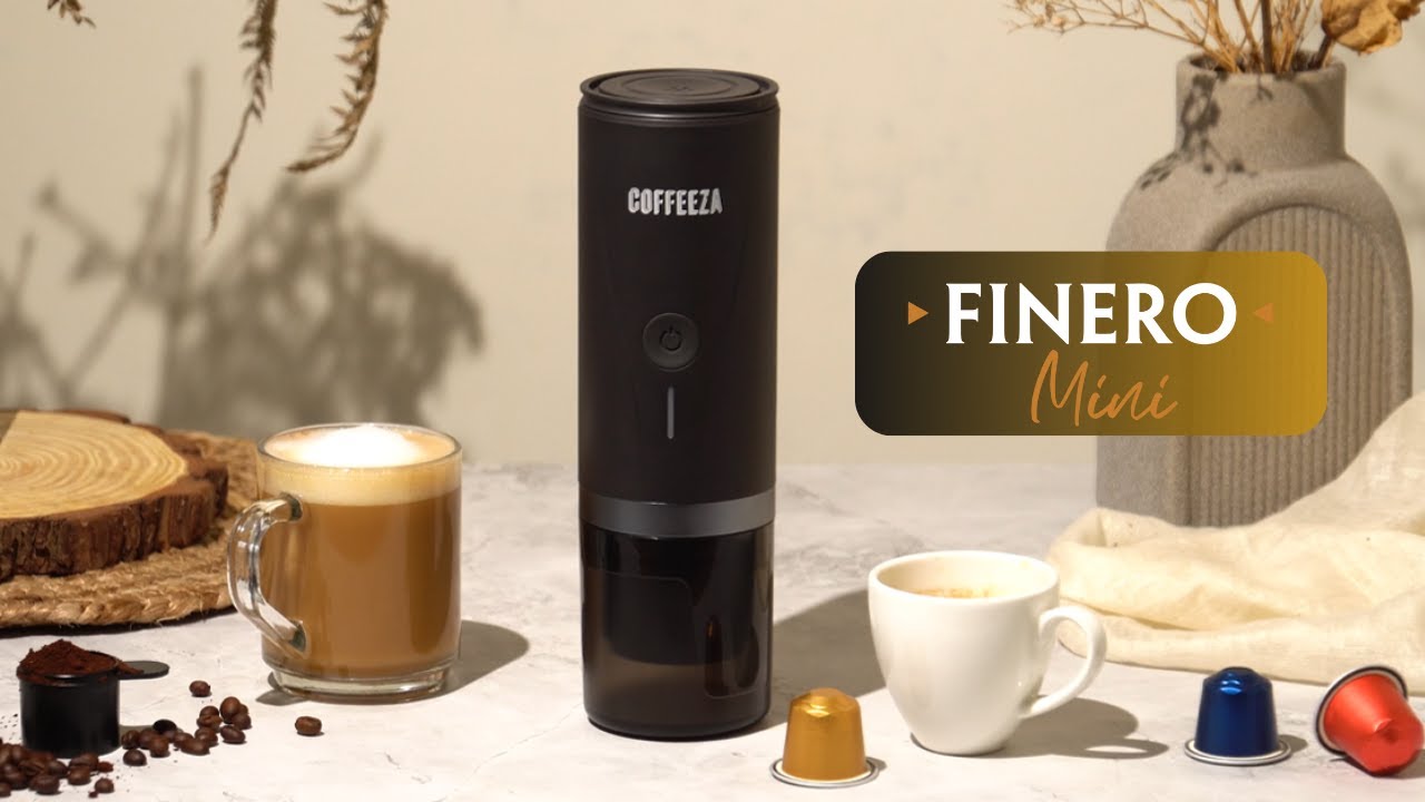Coffeeza Finero Mini Portable Coffee Machine | Travel Coffee Maker for Capsules & Ground Coffee
