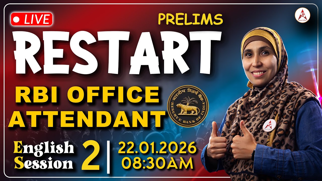 Restart Prelims 2 | RBI Office Attendant 🔴 | 🔥🚀🔁 22 Jan 2026 