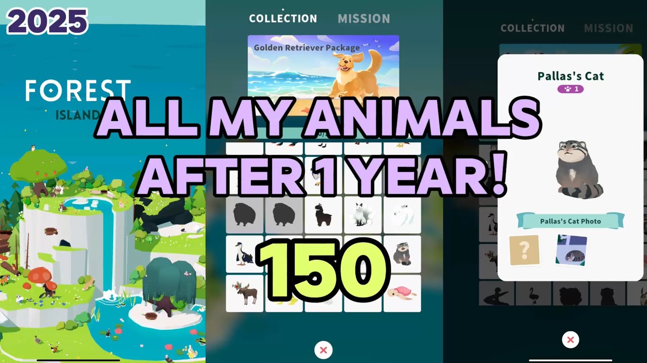 All my animals after 1 year in “Forest island” 🏝️! (As of summer 2025)