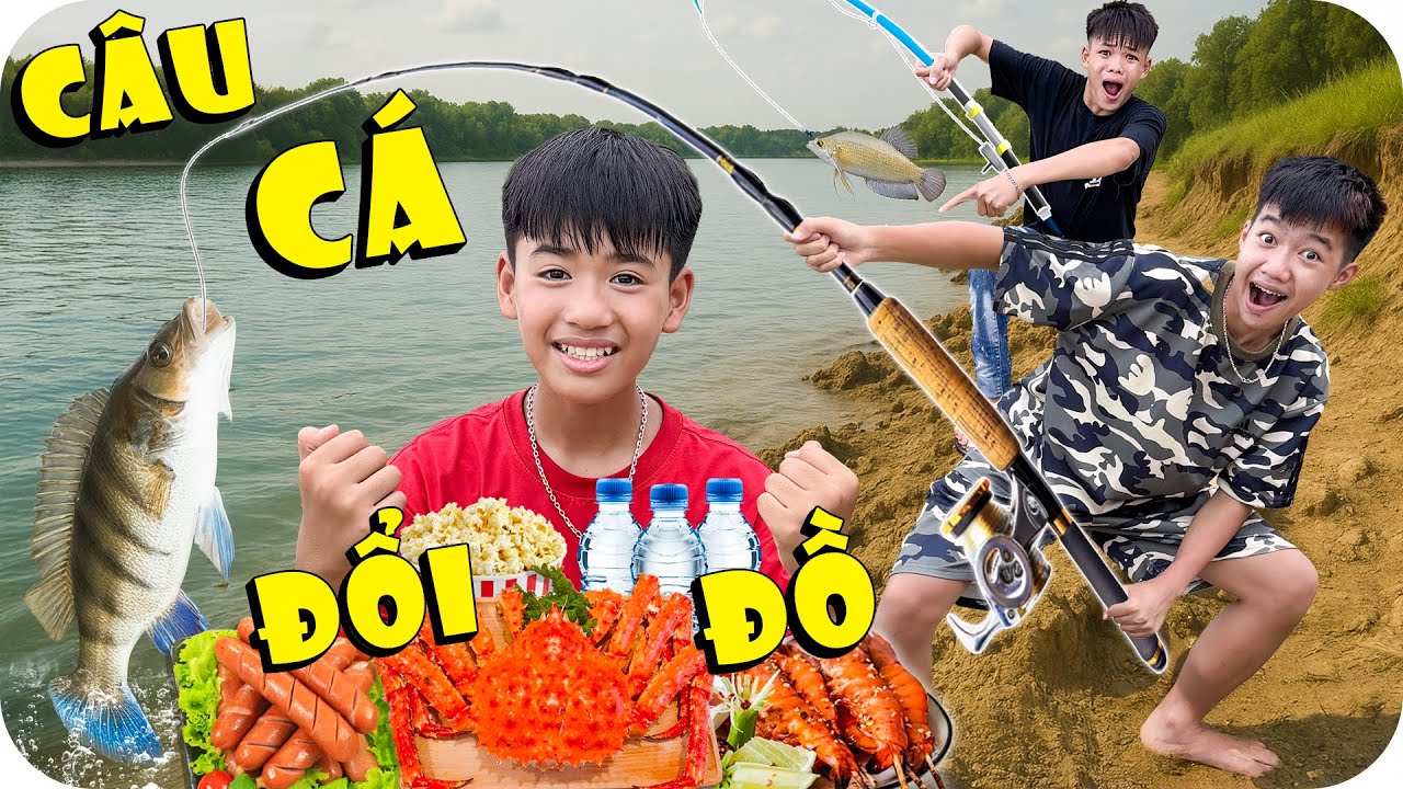 Thử Thách Câu Cá Đổi Đồ - Ai Đổi Được Nhiều Đồ Ăn Thức uống Nhất | Minh Khoa TV