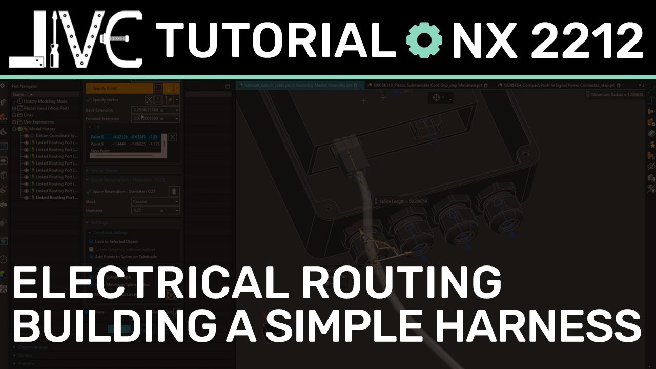 NX 2212 Complete Electrical Routing Tutorial  - How to Build a Simple Harness