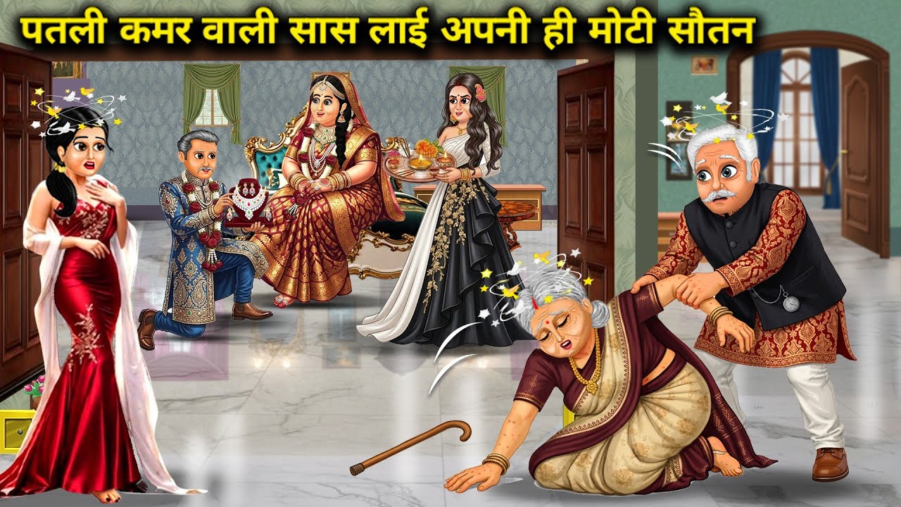 पतली कमर वाली सास लाई अपनी ही मोटी सौतन || Cartoon Videos || Hourglass Figure mother-in-law brought 